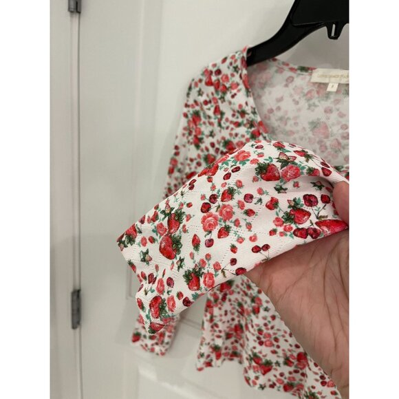 Love Shack Fancy Anaya Cloudy Pop Rocks Strawberry Henley Thermal Top SMALL - Picture 8 of 11